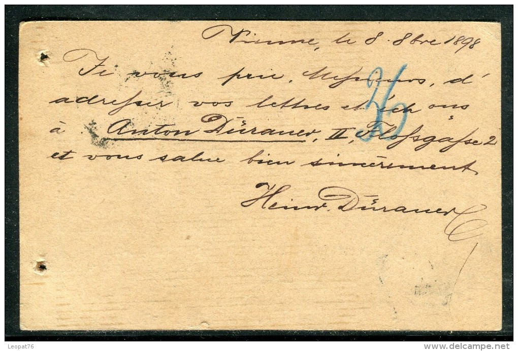 Autriche - Entier Postal De Wien Pour La France En 1898  Réf O 264 - Briefkaarten