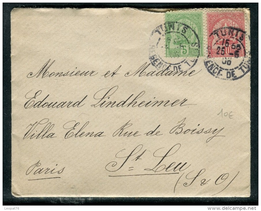 Tunisie - Enveloppe ( Avec Contenu ) De Tunis Pour St Leu En 1906 , Affranchissement Bicolore   Réf O 273 - Covers & Documents