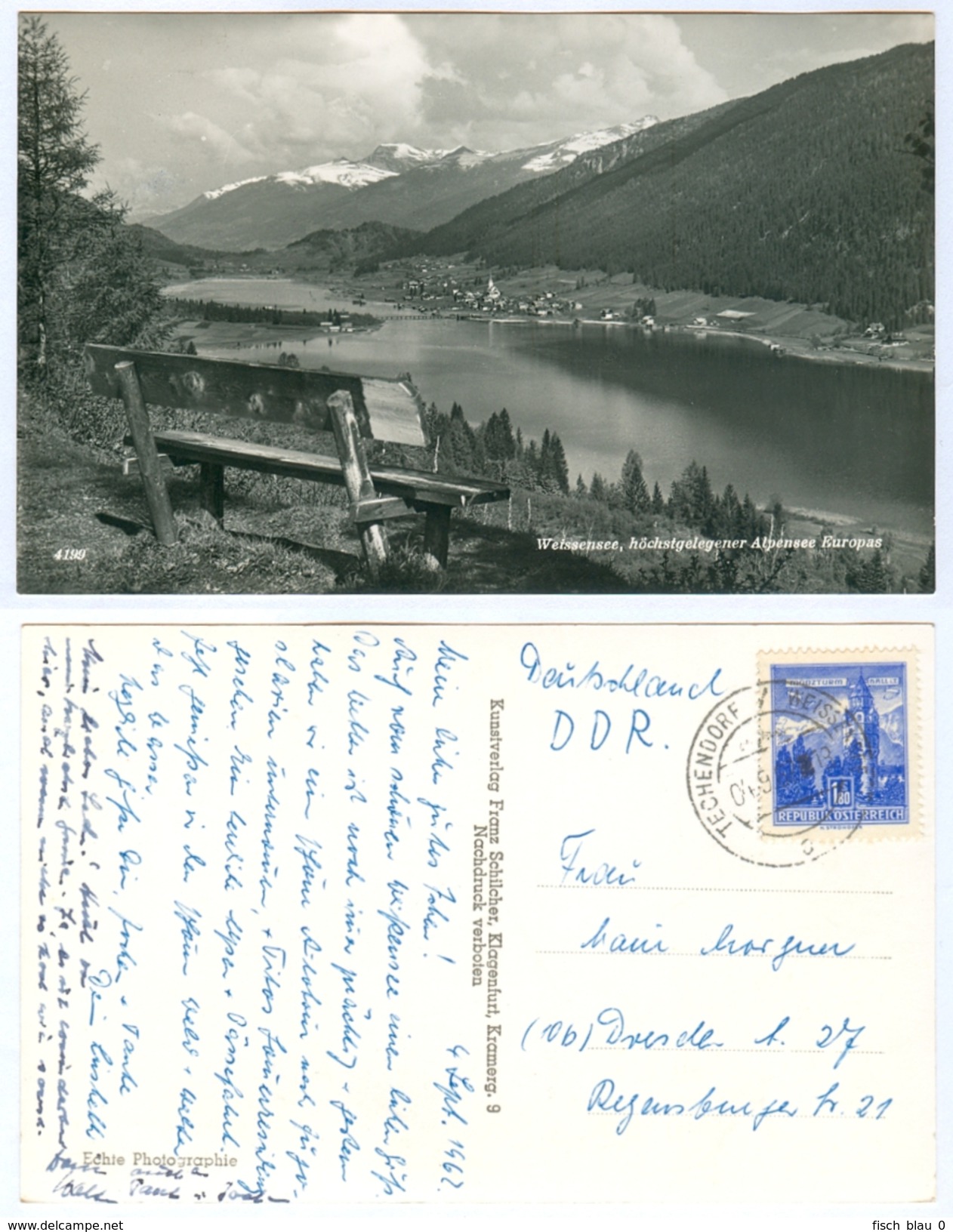AK Kärnten 9762 Weißensee Gailtaler Badesee Alpen Bank See 1962 Techendorf Franz Schilcher Oberkärnten Carinthia Austria - Weissensee