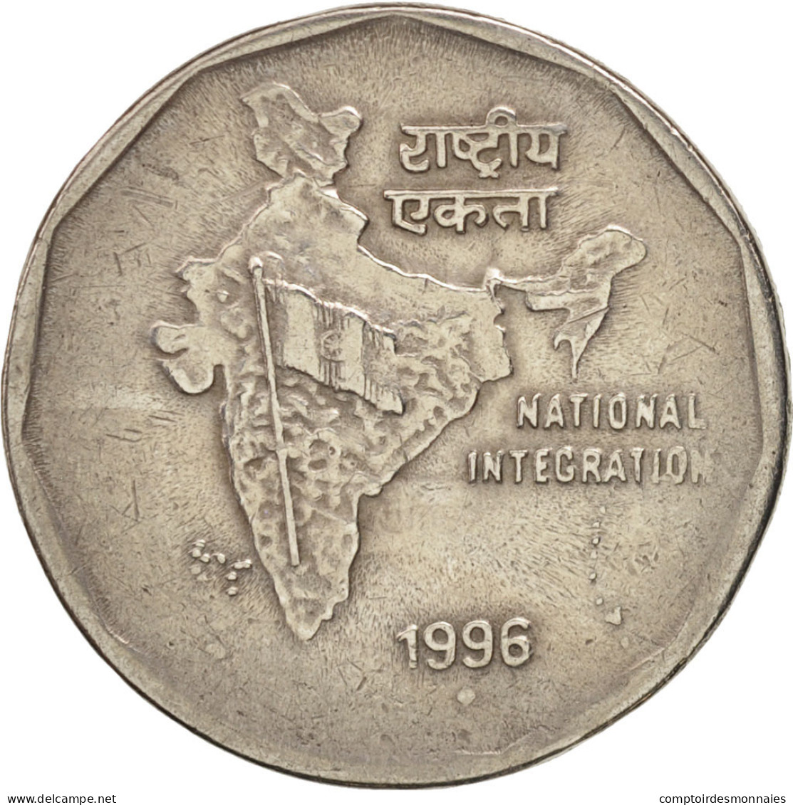 Monnaie, INDIA-REPUBLIC, 2 Rupees, 1996, Bombay, TTB+, Copper-nickel, KM:121.4 - Inde