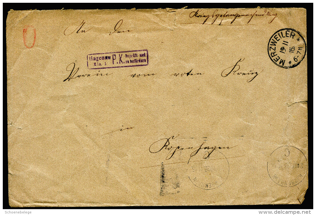 A4304) DR POW Kriegsgefangenenbrief Von Merzweiler 19.11.15 Nach Kopenhagen Zensur Hagenau - Briefe U. Dokumente