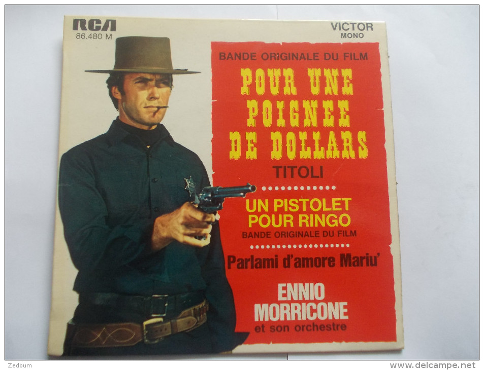 45T - Pour Une Poignée De Dollars Et Un Pistolet Pour Ringo Par ENNIO MORRICONE - Filmmusik