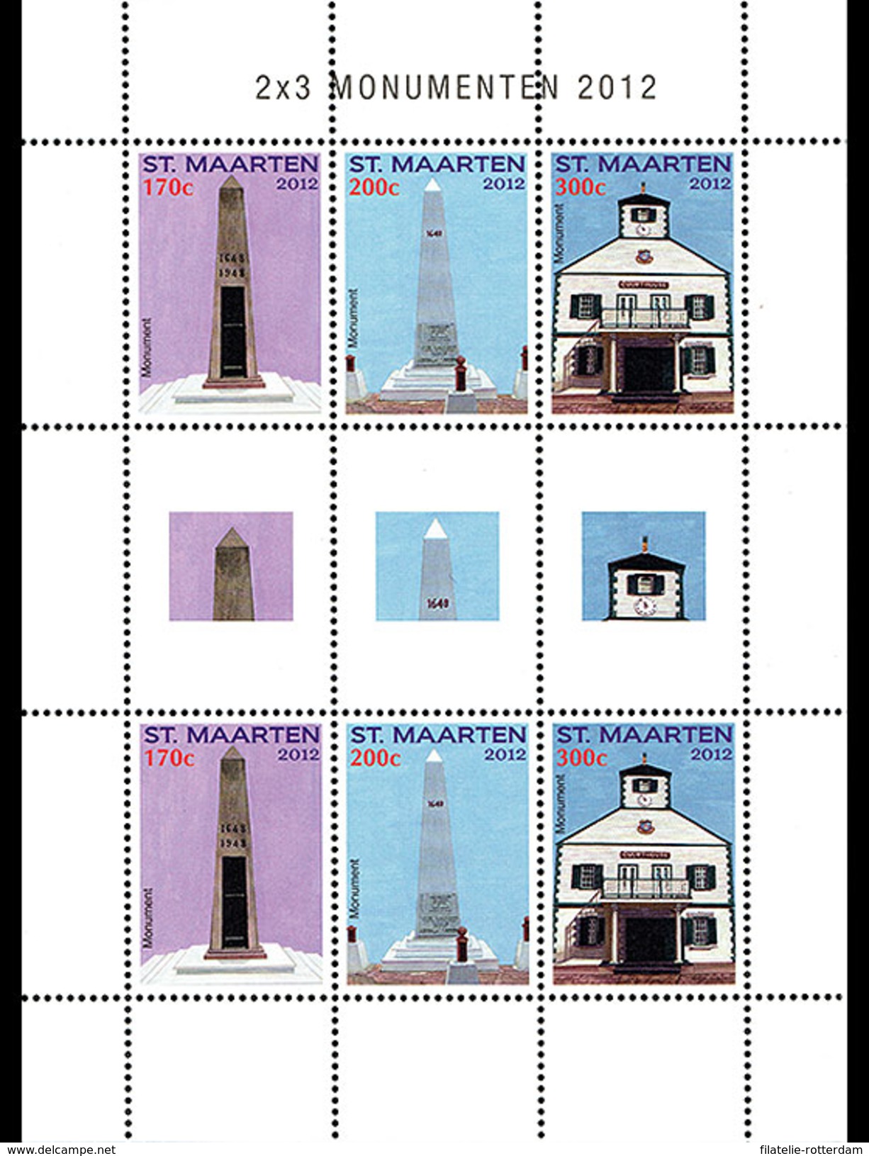 Sint Maarten / Dutch Caribbean - Postfris / MNH - Sheet Monumenten 2012 - Curaçao, Nederlandse Antillen, Aruba