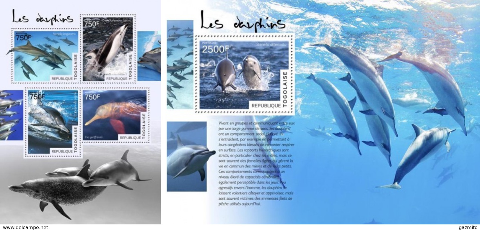 Togo 2014, Animals, Dolphins III, 4val In BF +BF - Togo (1960-...)