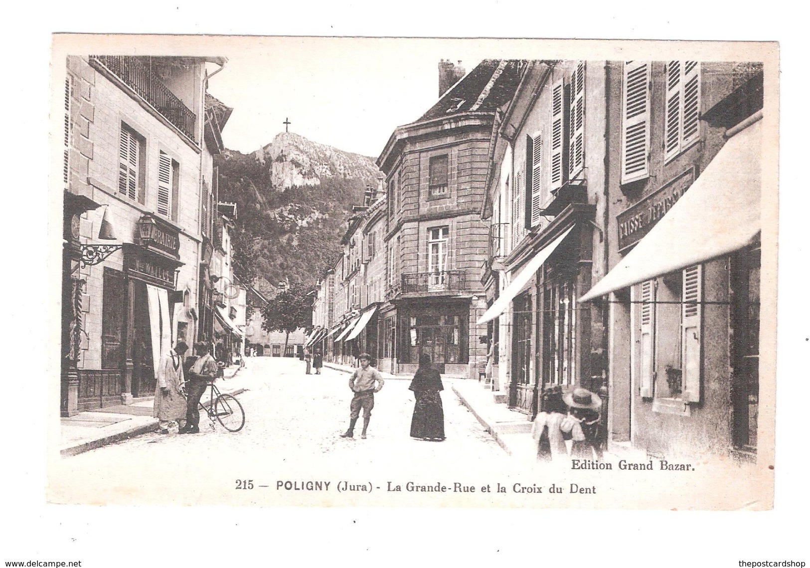 CPA 39 Très Belle Vue Animée, Poligny, La Grande Rue Et La Croix Du Dent, Le Jura Used 1910 WITH STAMP TIMBRE - Poligny