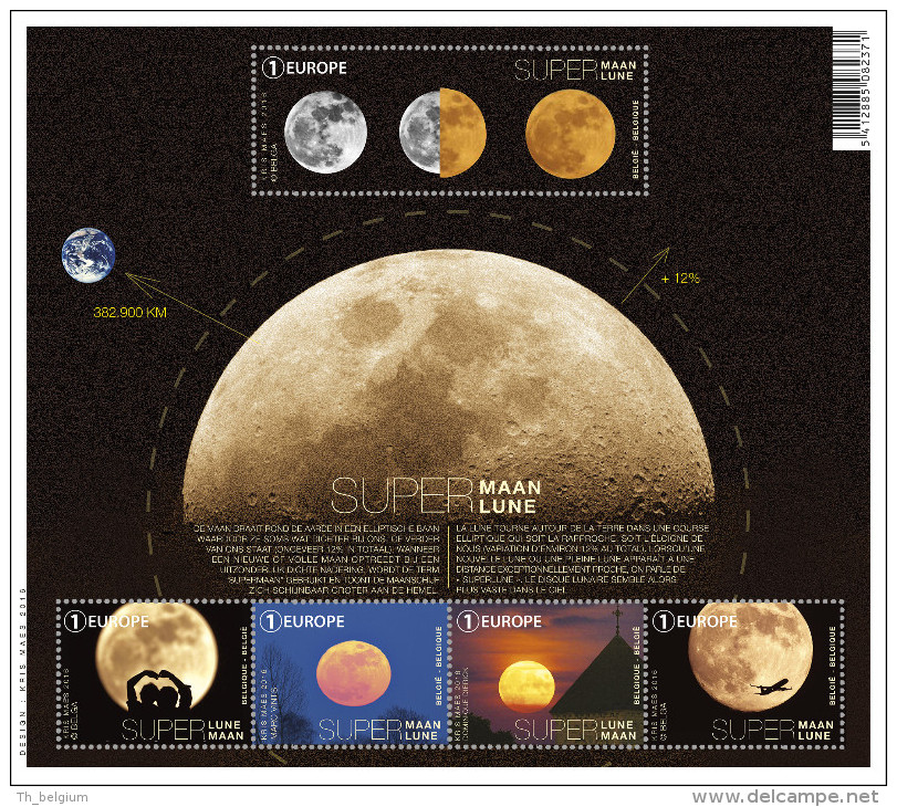 België Belgium 2016 - Supermaan / Super Lune / Supermoon - Space - Astronomy - Unused Stamps