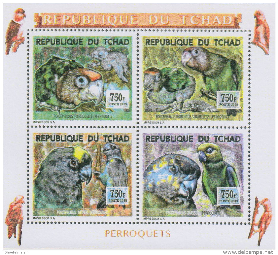 TCHAD 2016 ** Parrots Papageien Perroquets M/S - OFFICIAL ISSUE - A1641 - Parrots