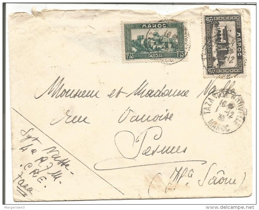 MAROC LETTRE DE TAZA VILLE NOUVELLE POUR LA FRANCE DU 1938 - Lettres & Documents