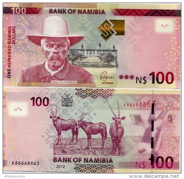 NAMIBIA       100 Dollars       P-14       2012       UNC - Namibia