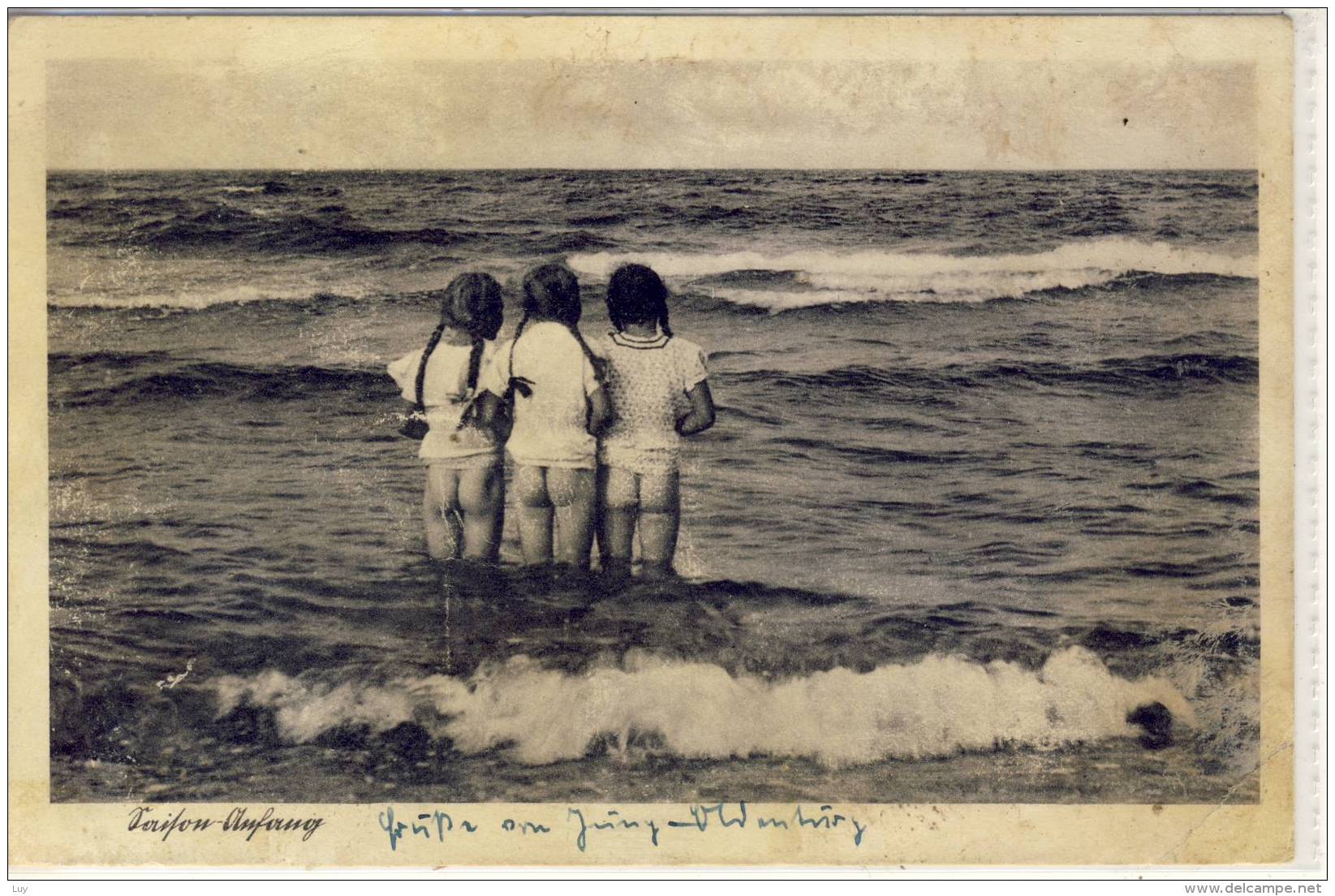 NORDSEE - Saison-Anfang,  Drei Mädchen Mit Nacktem Po Im Wasser Schleswig Holstein - Children And Family Groups