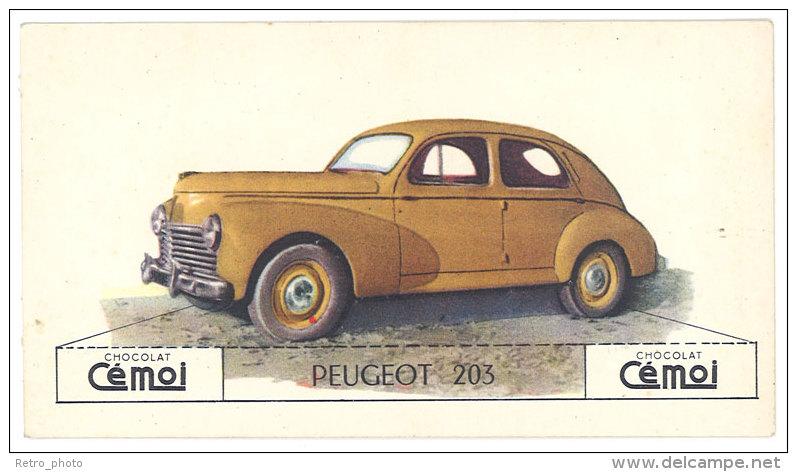 Chromo Chocolat Cemoi - Peugeot 203 - Autres & Non Classés