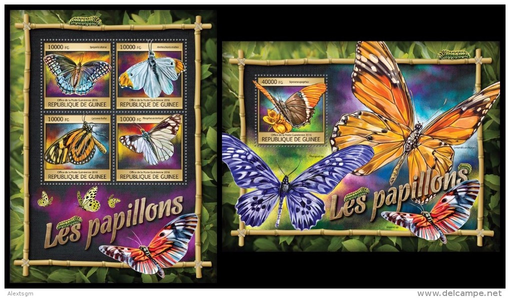 GUINEA 2016 - Butterflies. M/S + S/S. Official Issue - Schmetterlinge