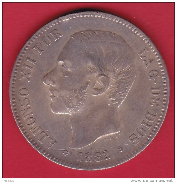 Espagne - 5 Pesetas Argent - Alfonso XII - 1882 - TB - Autres & Non Classés