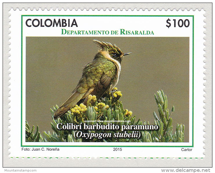 Colombia 2015 Bird Vögel Colibri Barbudito Paramuno Green-bearded Helmetcrest MNH ** - Kolumbien