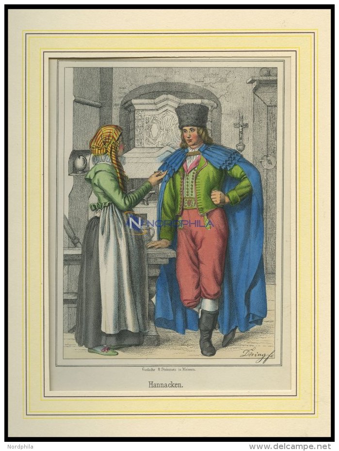 Hannacken, Kolorierter Stahlstich Von Döring Um 1840 - Lithographies