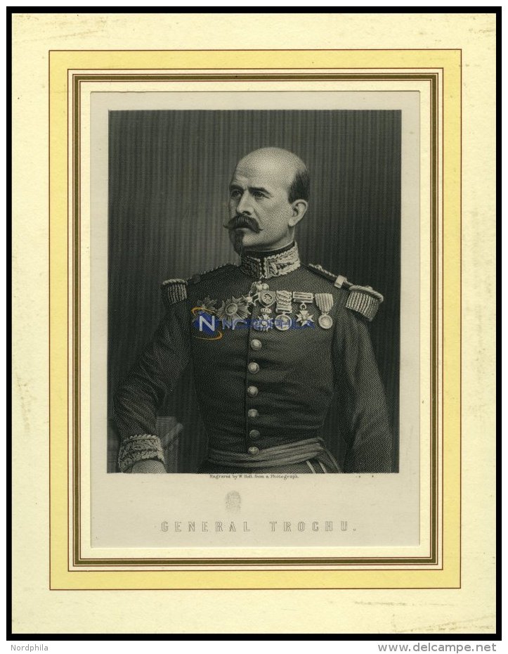 General Trochu, Stahlstich Von Holl Um 1880 - Lithographies