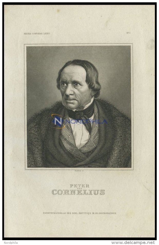 Peter Von Cornelius, Deutscher Maler, Stahlstich Von B.I. Um 1840 - Lithographies