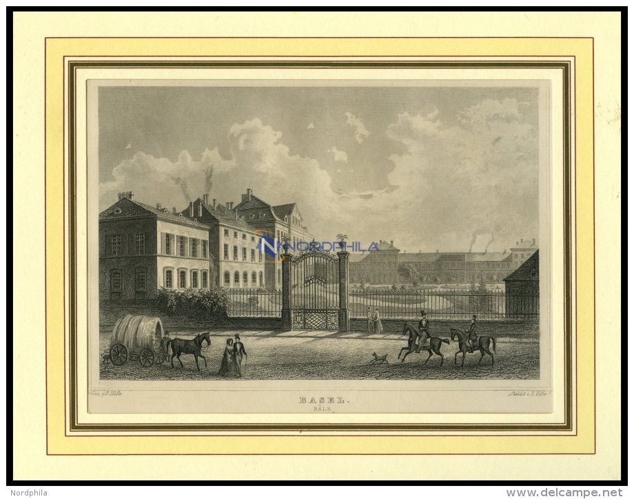 BASEL: Das Neue Spital, Stahlstich Von Höfle/Höfer Um 1840 - Lithographies