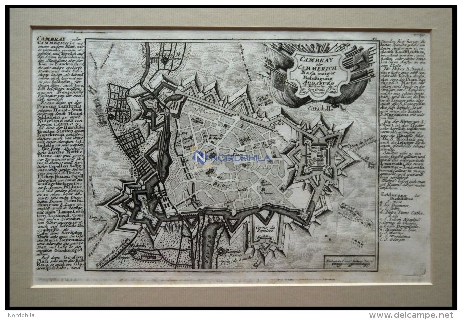 CAMBRAY, Gesamtansicht Aus Der Vogelschau, Kupferstich-Plan Von Bodenehr Um 1720 - Lithographies