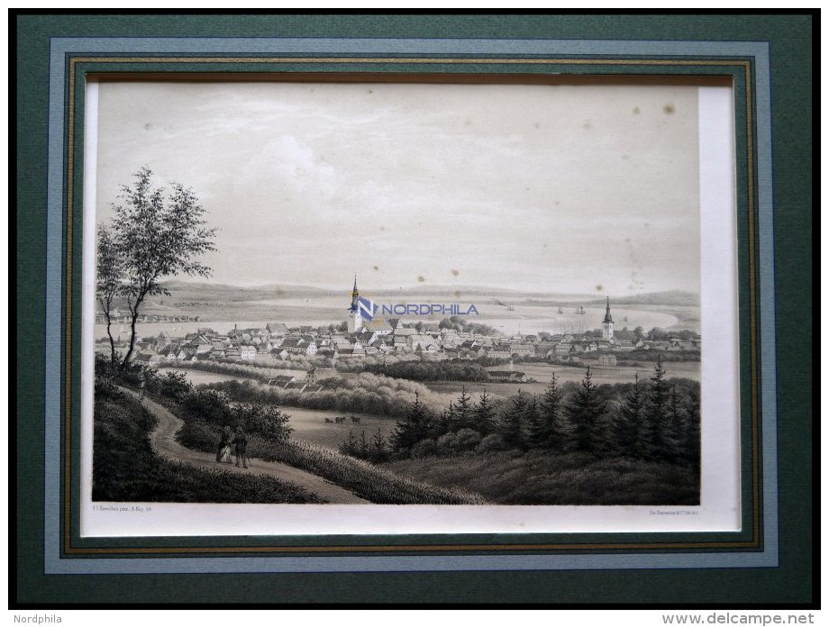 AALBORG (Aalborg), Gesamtansicht, Lithographie Mit Tonplatte Von Alexander Nay Nach F.C. Kierschou Bei Emil Baerentzen, - Lithographies