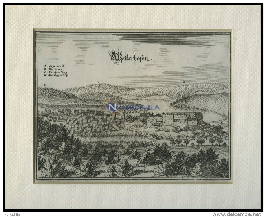 WESTERHOFEN, Gesamtansicht, Kupferstich Von Merian Um 1645 - Lithographies