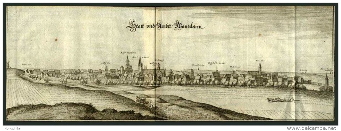 WANZLEBEN/SACHS., Gesamtansicht, Kupferstich Um 1650 - Lithographies