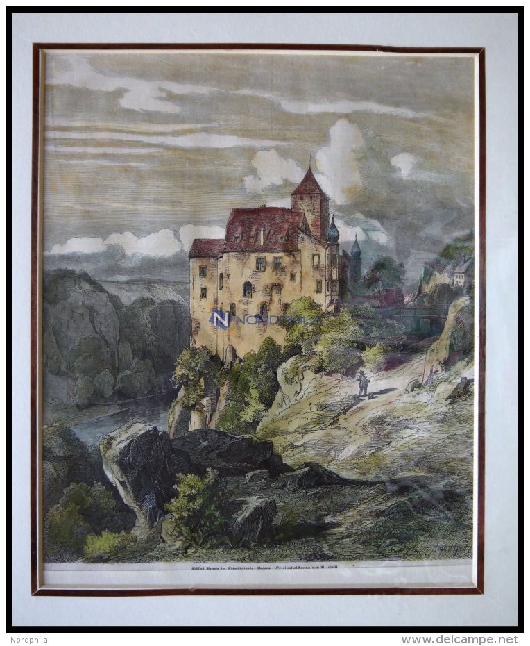 PRUNN: Das Schloß, Kolorierter Holzstich Von Geist Um 1880 - Lithographies