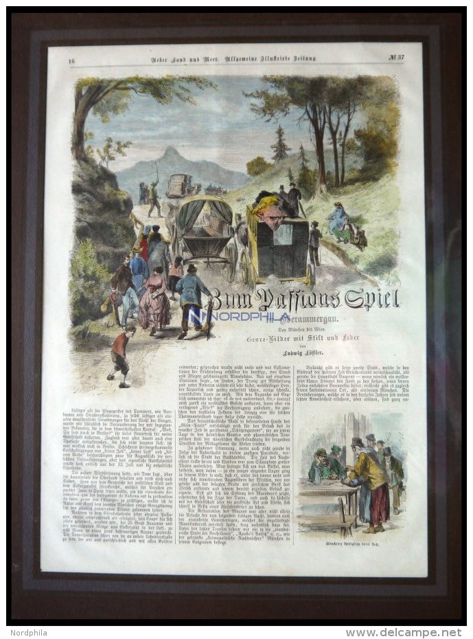 OBERAMMERGAU: Zum Passionsspiel, Kolorierter Holzstich Um 1880 - Lithographies