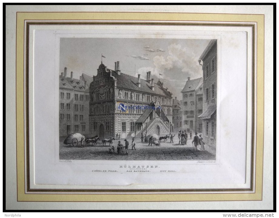 MÜHLHAUSEN: Das Rathaus, Stahlstich Von Höfle/Rohbock Um 1840 - Lithographies