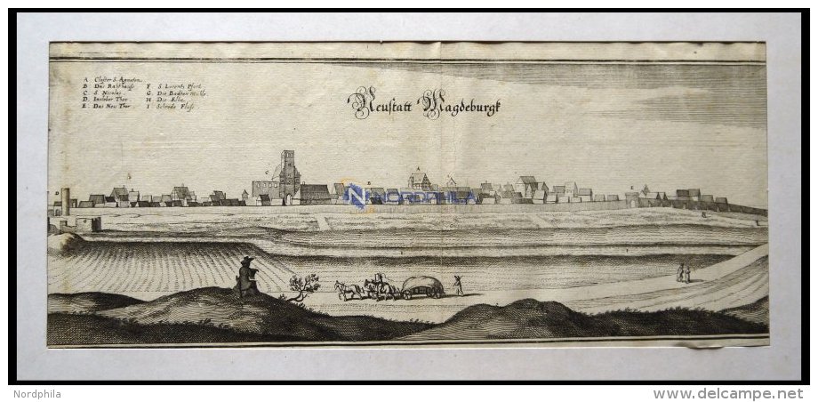 MAGDEBURG-NEUSTADT, Gesamtansicht, Kupferstich Von Merian Um 1645 - Lithographies