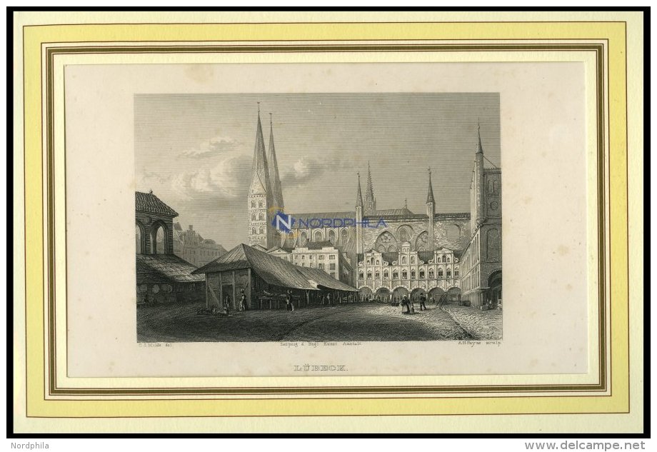 LÜBECK, Teilansicht, Stahlstich Von Milde/Payne Um 1840 - Lithographies