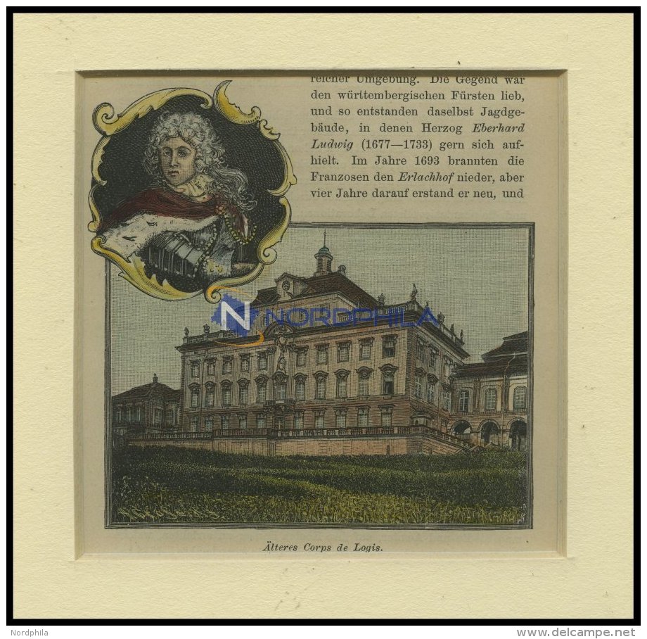 LUDWIGSBURG: Älteres Corps De Logis, Kolorierter Holzstich Um 1880 - Lithographies