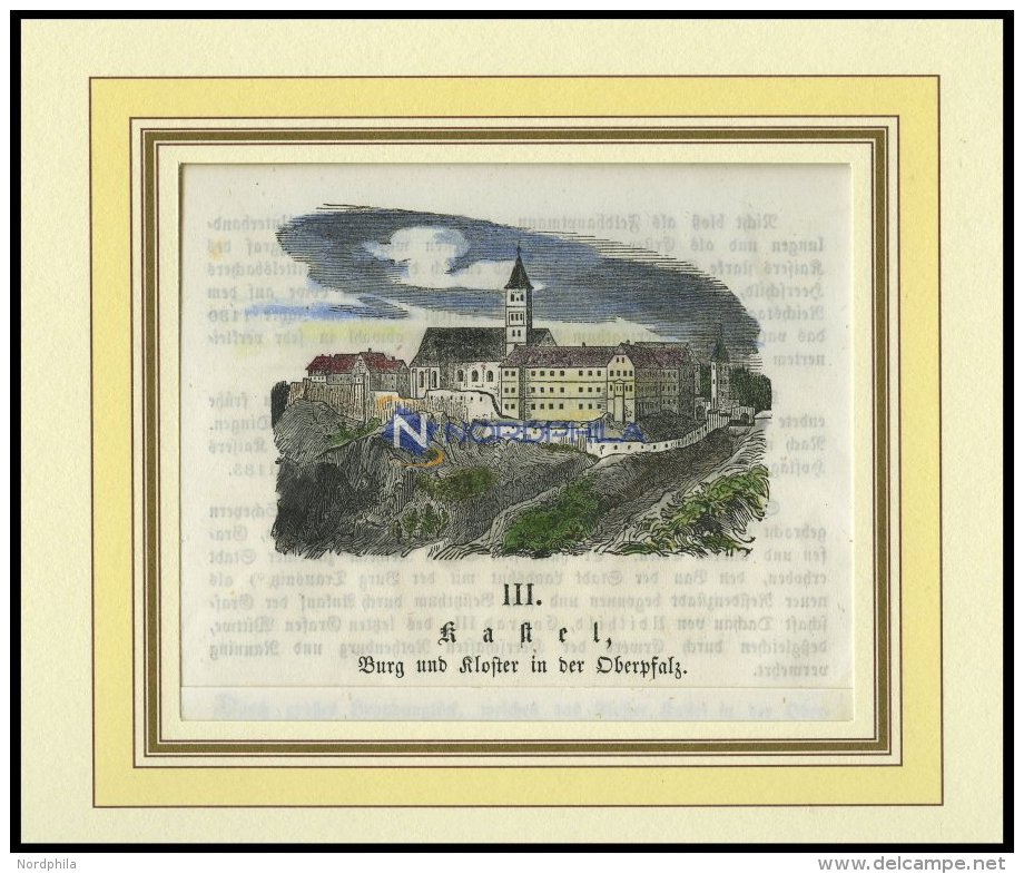 KASTEL/OBERPFALZ: Das Kloster, Kolorierter Holzstich A.d. Sulzb. Kalender Um 1870 - Lithographies
