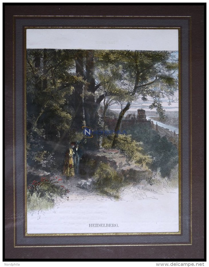 HEIDELBERG, Teilansicht, Kolorierter Holzstich Aus Stieler Um 1880 - Lithographies