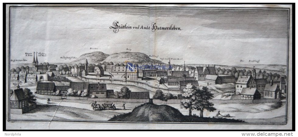 HATMERSLEBEN, Gesamtansicht, Kupferstich Von Merian Um 1645 - Lithographies