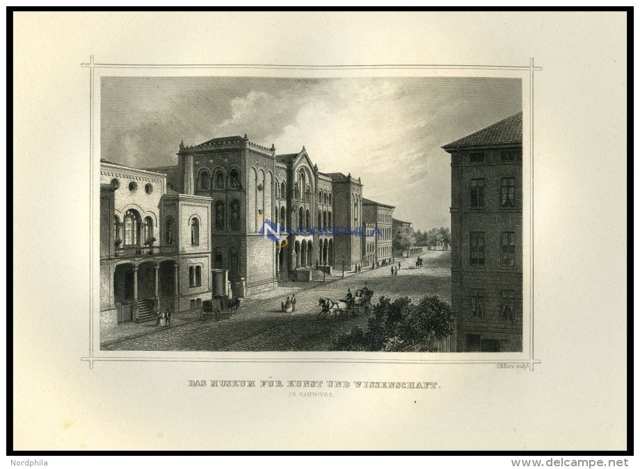 HANNOVER: Das Museum Für Kunst Und Wissenschaft, Stahlstich Von Kurz Um 1850 - Lithographies