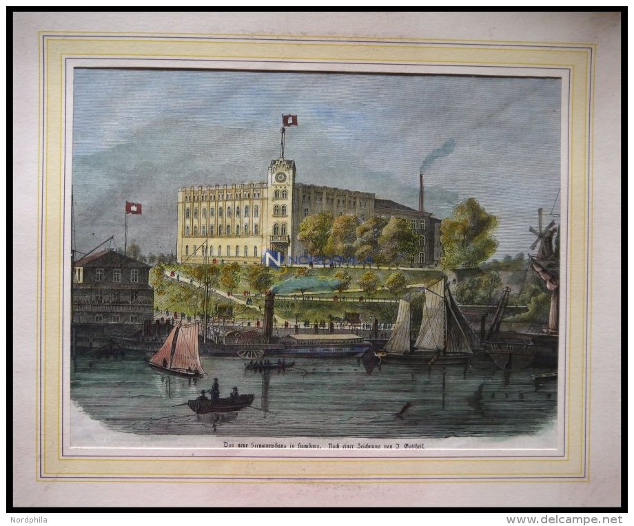 HAMBURG: Das Neue Seemannshaus, Kolorierter Holzstich Nach Gottheil Um - Lithographies