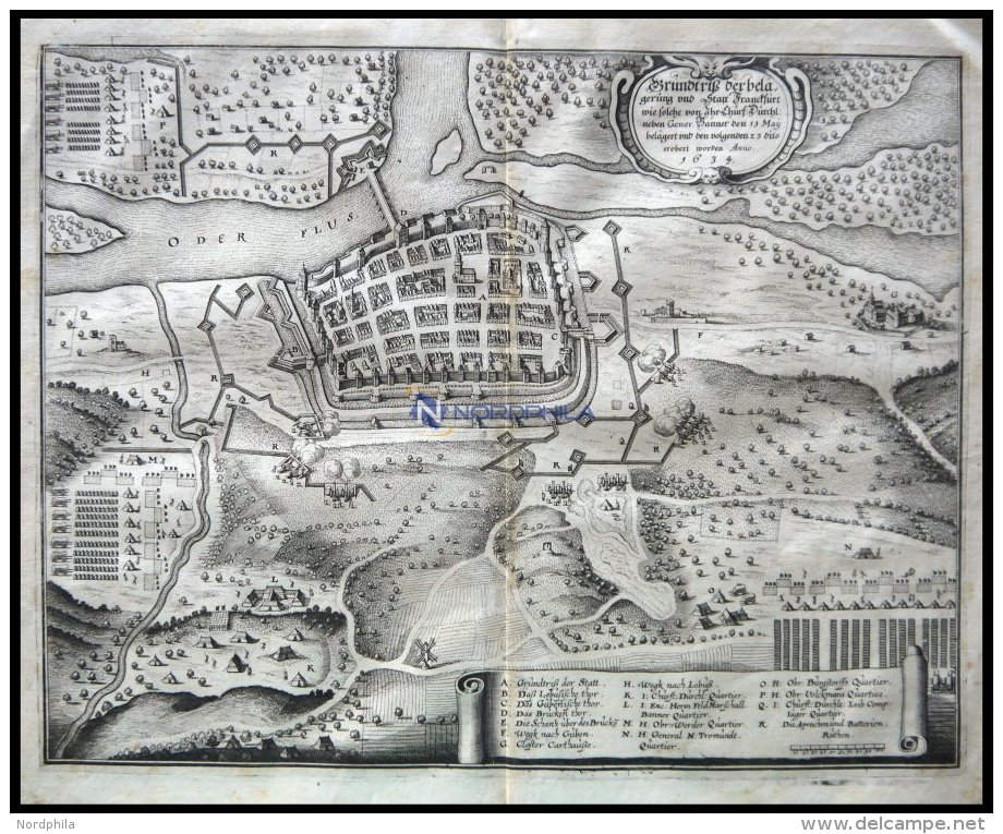 FRANKFURT/ODER, Grundriß Und Belagerung Im Jahre 1634, Kupferstichum 1700 - Lithographies