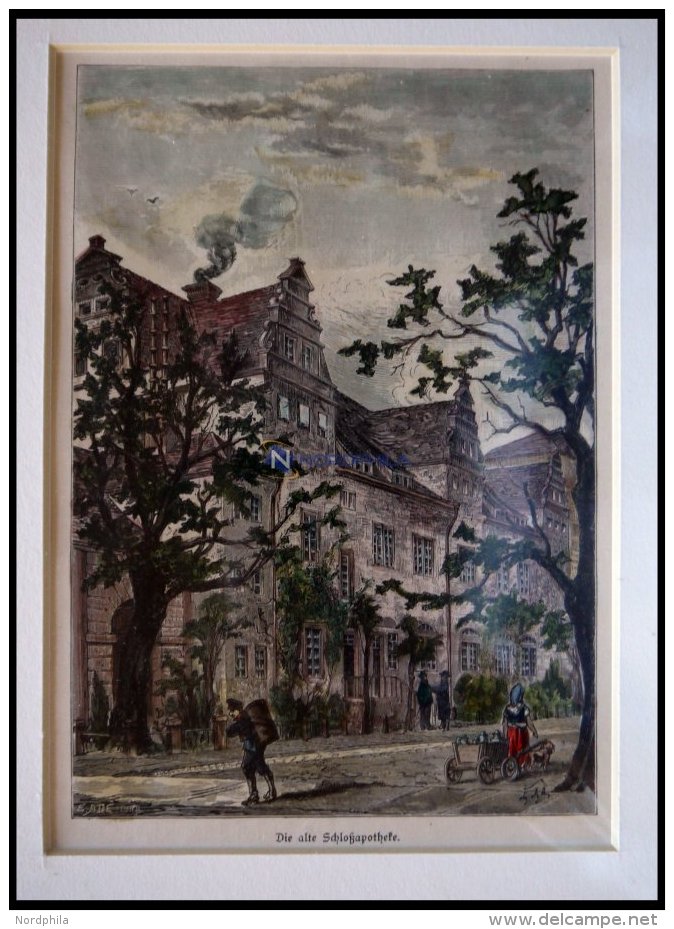 BERLIN: Die Alte Schloßapotheke, Kolorierter Holzstich Um 1880 - Lithographies