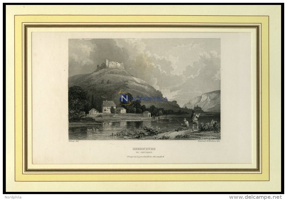 Bei BAD KREUZNACH: Die Ebernburg, Stahlstich Von Verhas/Winkles Um 1840 - Lithographies