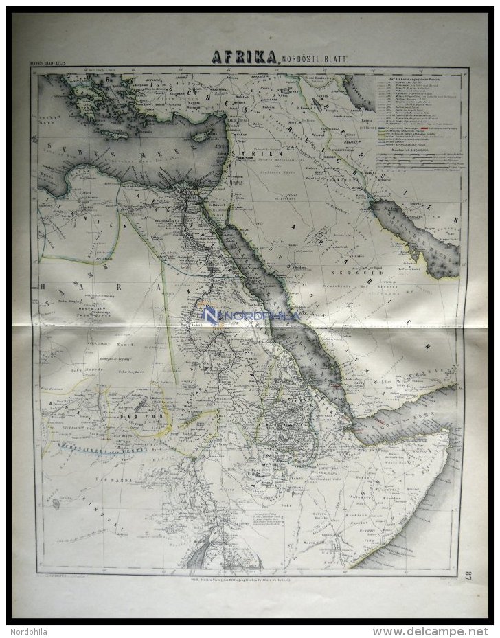 Der Nordöstliche Teil, Grenzkolorierter Stahlstich Aus Meyers Hand-Atlas, 1875 - Other & Unclassified