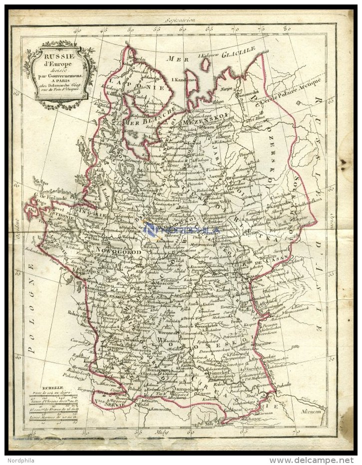 Europäisches Rußland, Russie D`Europe, Grenzkolorierter Kupferstich Aus Delamarché Petit Atlas Um 1785 - Other & Unclassified