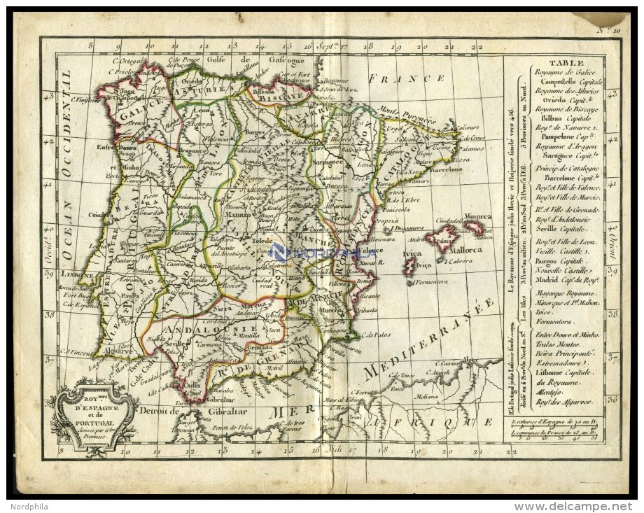 Spanien Und Portugal, D`Espagne Et De Portugal, Grenzkolorierter Kupferstich Aus Delamarché Petit Atlas Um 1785 - Other & Unclassified