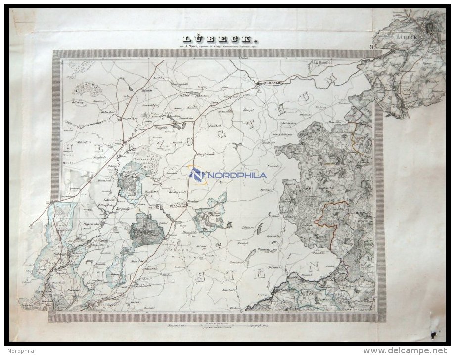 Lübeck, Die Gegend Von Bathost Bis Lübeck, Grenzkolorierter Kupferstich Von Papen, 1841 - Other & Unclassified