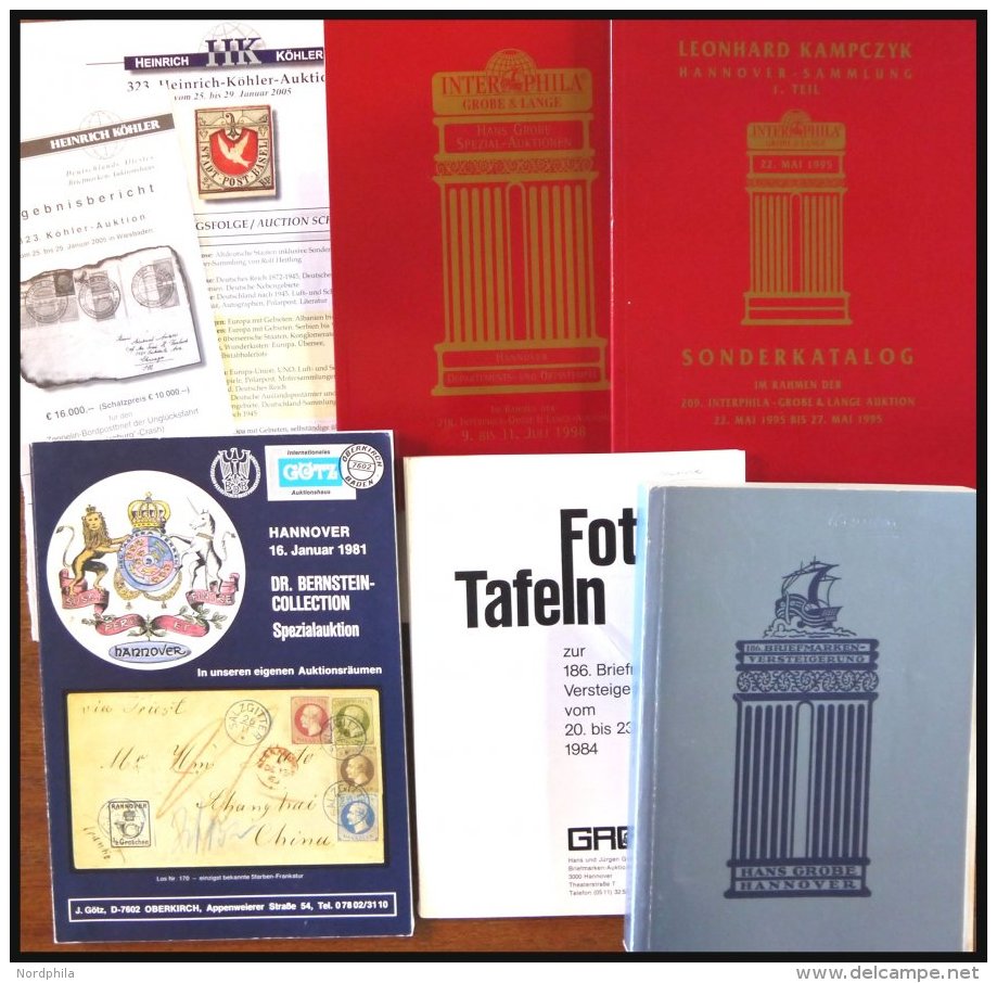 PHIL. LITERATUR Hannover - Sonder- Und Spezialauktionen Von 1981-2005, 4 Verschiedene Kataloge Und Hannover-Teil Aus Dem - Philately And Postal History