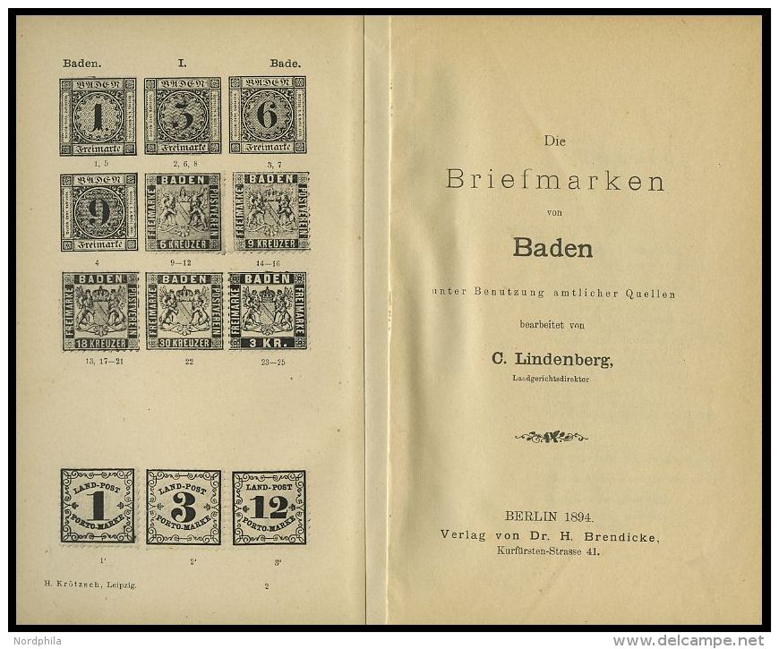 PHIL. LITERATUR Die Briefmarken Von Baden, 1894, C. Lindenberg, 171 Seiten, Gebunden, Einband Leichte Gebrauchsspuren, 2 - Philately And Postal History