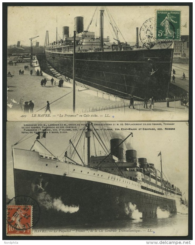 ALTE POSTKARTEN - SCHIFFE Ca. 1907-13, 2 Gebrauchte Ansichtskarten Mit Passagierschiffen - Other & Unclassified