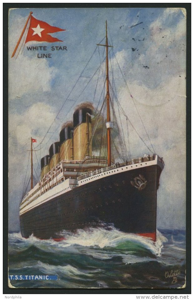 ALTE POSTKARTEN - SCHIFFE T.S.S. TITANIC, WHITE STAR LINE, Farbige Künstlerkarte Von 1912, Von Bielefeld Nach New Y - Autres & Non Classés