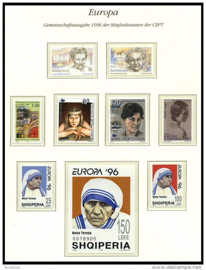 EUROPA UNION **, 1996, Berühmte Frauen, Kompletter Jahrgang, Pracht, Mi. 274.40 - Verzamelingen