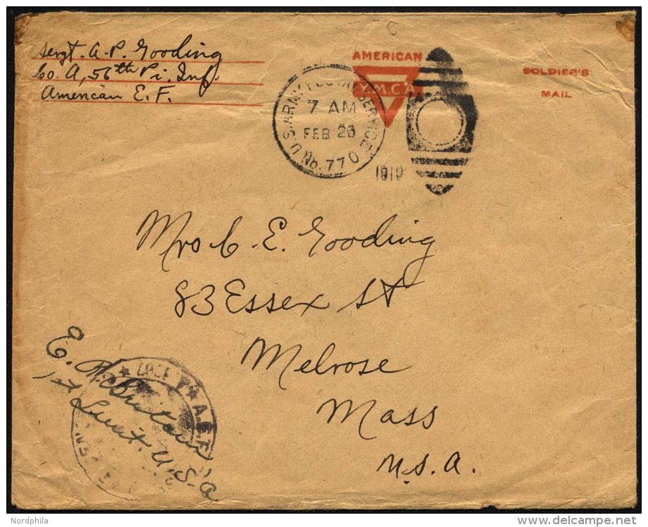 FELDPOST 1919, Feldpost-Ovalraute U.S. ARMY POSTAL SERVICE/No. 770 Und US-Zensurstempel Mit Vermerk Des Militärisch - Used Stamps